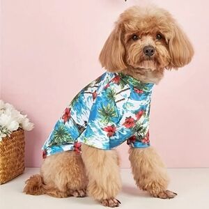 Tropical Floral Dog Shirt - Blue